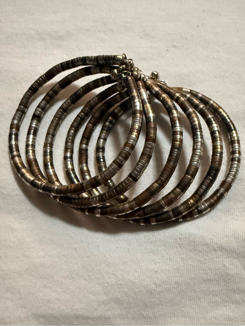 Vintage Silver/Gold Tone Snake Coil Multi-Row Cuff Bracelet, Metal, Adjustable